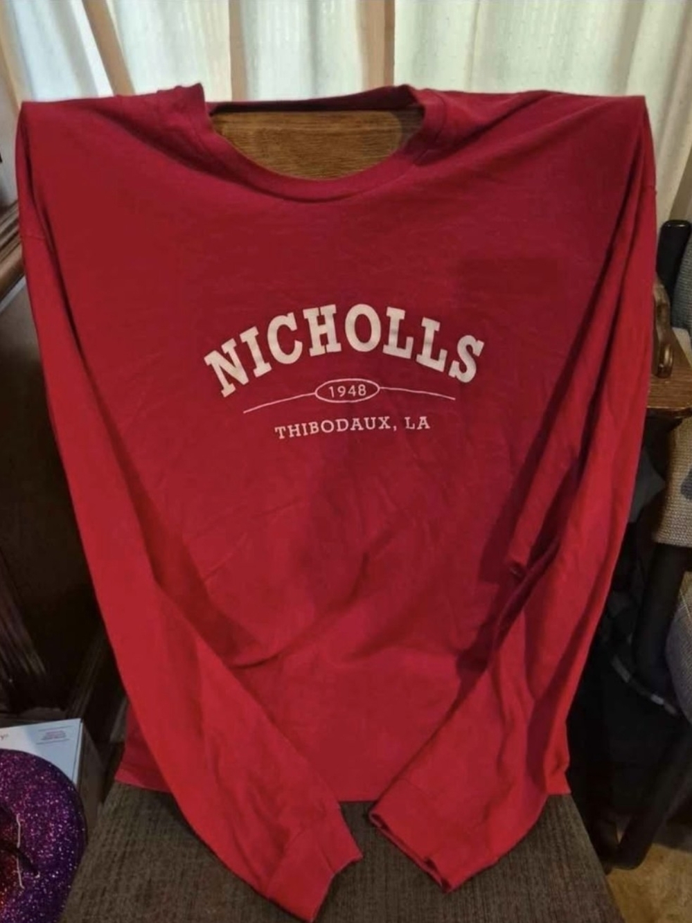 Nicholls State University Red Long Sleeve Graphic T-Shirt 2XL
